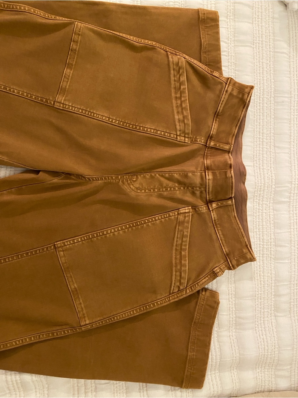SPANX Stretch Twill Straight Leg Pants Acorn Brown Medium #20399R High Rise Pull